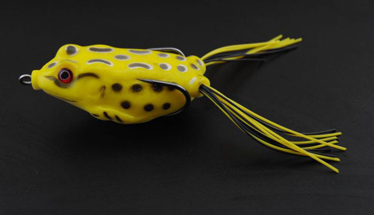 yellow weedless frogs boxed up bait fishing