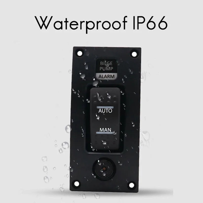 12-24V Bilge Pump Switch Control Panel – Waterproof, Alarm, On/Off/On for Boats